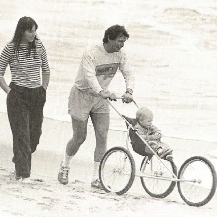 vintage photo of family on beach